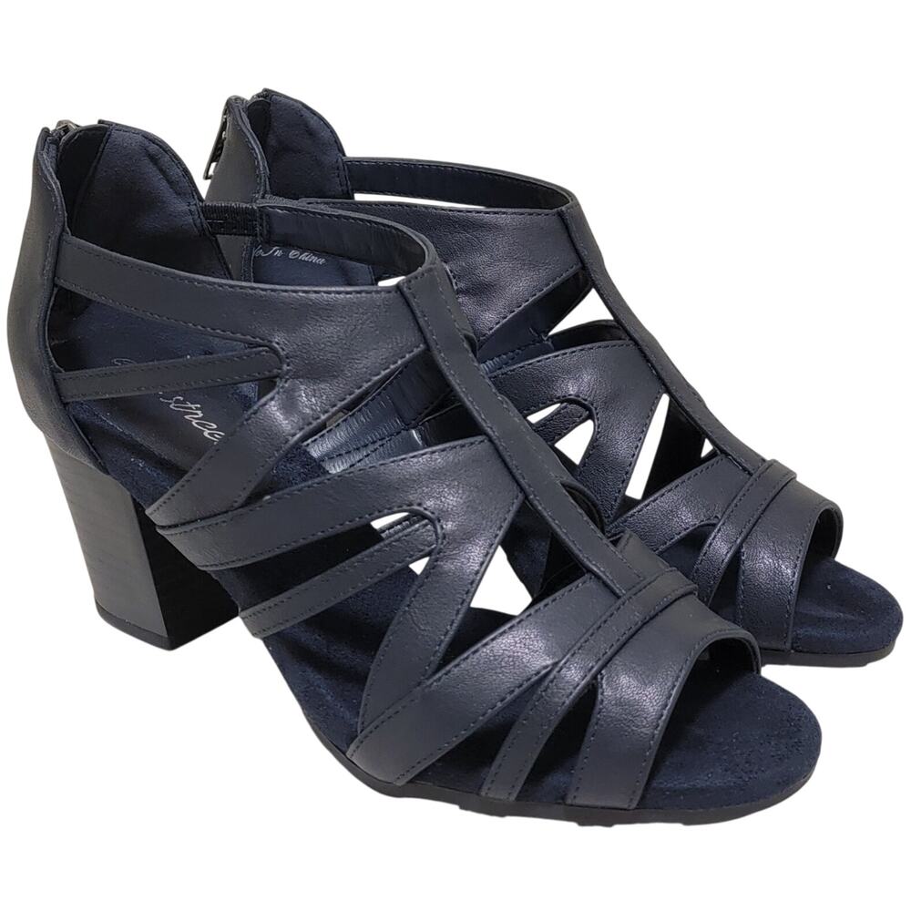 Easy Street Women Amaze Caged Strappy Sandals Size US 8W Dark Navy Blue - Picture 2 of 6